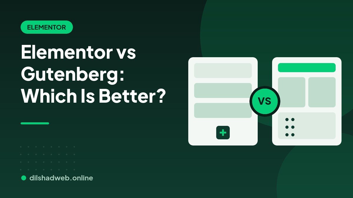 Illustration comparing the Elementor page builder with the Gutenberg block editor