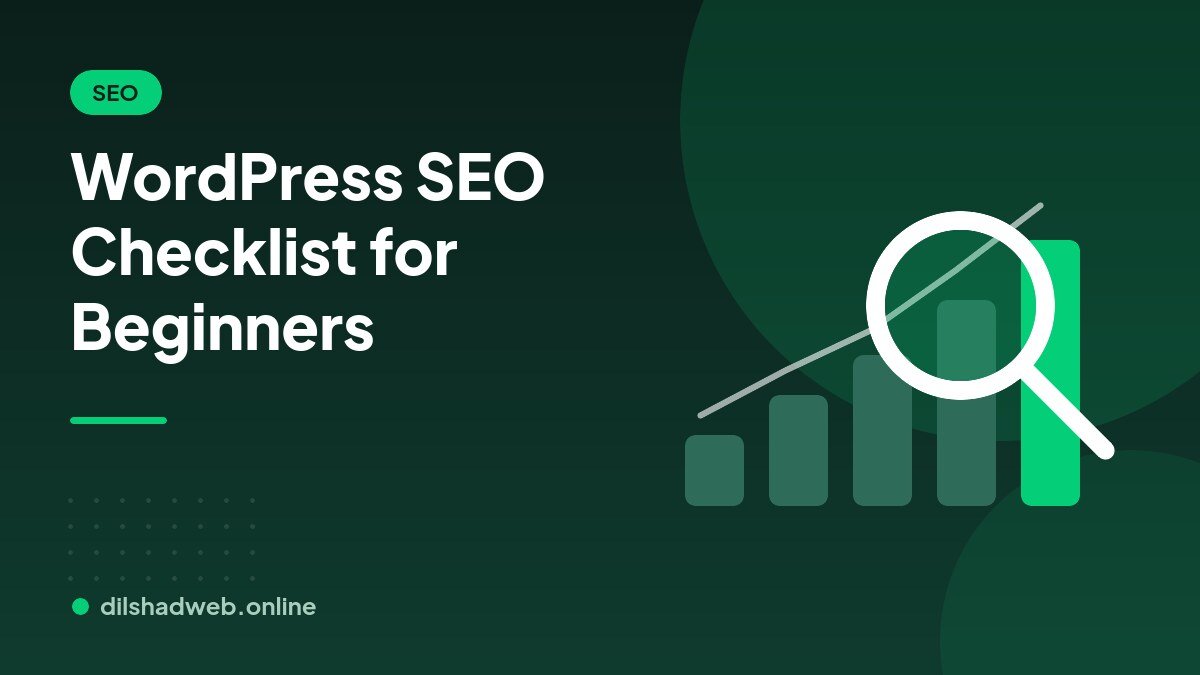 Magnifying glass over a rising bar chart representing WordPress SEO growth